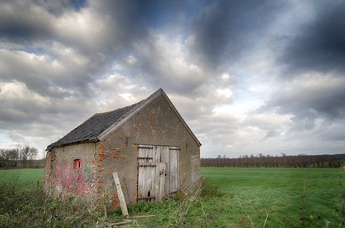 Oud schuurtje in het weiland