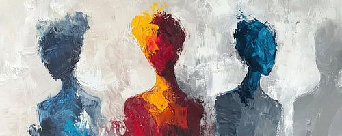 Figures abstraites | Trois formes humaines en couleur