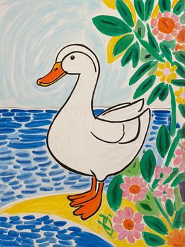 Eend op het strand stijl Henri Matisse van TOAN TRAN