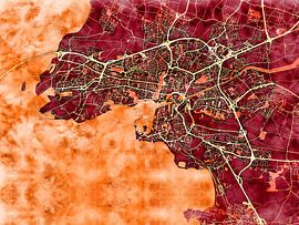 Map of La Rochelle with the style 'Amber Autumn' by Maporia