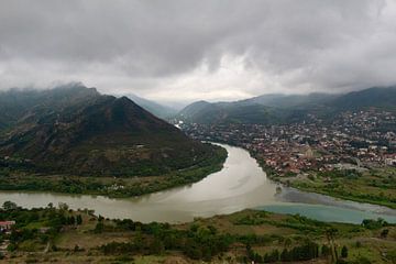 View on Mtskheta (Georgia) from Dzjvari monastery 