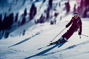 Ski fahren in den Alpen Illustration