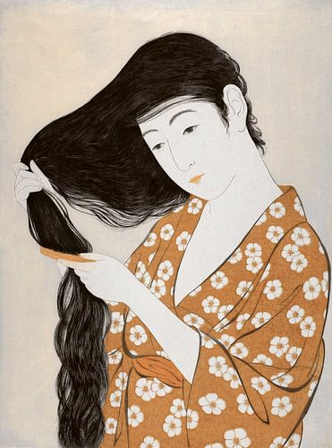 Japanische Geisha auf Neutralen Farben von Mad Dog Art