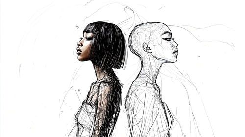 Mooi model met portrettekening
