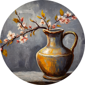impressionistisch olieverf schilderij van een stilleven met bloesemtak van Dutch Art Works