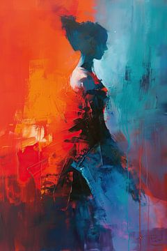 Abstrakte Frauen Malerei | Rot Blau Essenz von Blikvanger Schilderijen