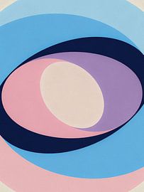 Poster géométrique minimaliste abstrait pastel &amp ; marine - Ethereal Oval Gradient Art