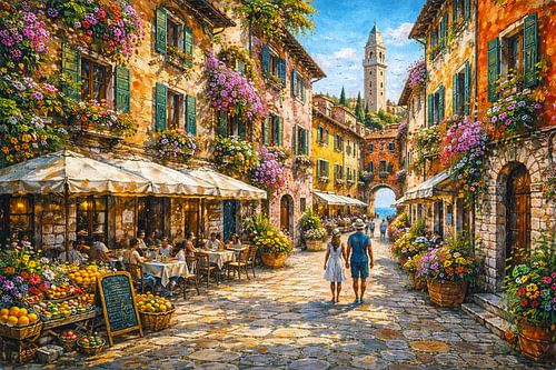 Rovinj in Kroatië, een impressionistisch schilderij.