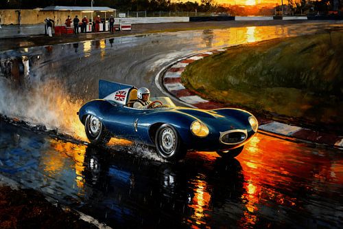 Jaguar Type D race op Le Mans, 1956