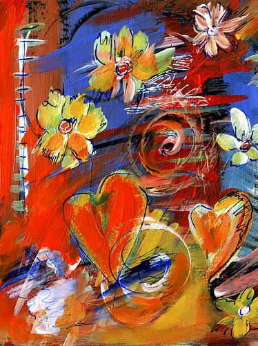 gelukkig - bloemen en harten