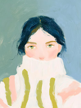 Cozy Woman Portrait – Emerald Green