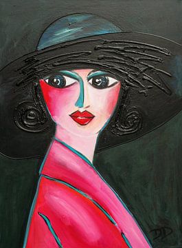 Abstract portrait van Margot met de hoed -  Kees van Dongen van Danielle Ducheine