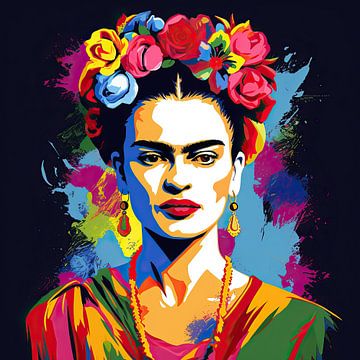 Portret Frida - Frida Pop Art Stijl van De Mooiste Kunst