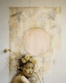 Modernes schickes digitales Kunstporträt "botanisches Mädchen" von Carla Van Iersel