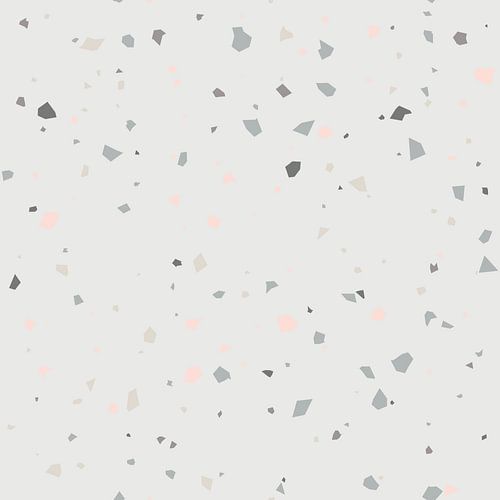 Abstract Terrazzo behang in pastel Grijs, Roze en Beige
