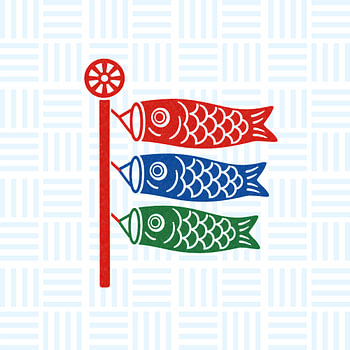 Japanese Koinobori Painting on Grid Pattern