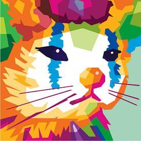 Portrait pop art d'un chat mignon sur Dico Hendry