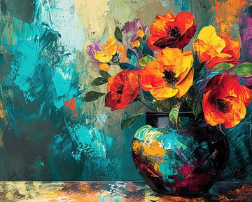 Fleurs colorées sur Blikvanger Schilderijen