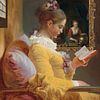 Reading girl, Jean-Honoré Fragonard - Gerard Dou by Digital Art Studio