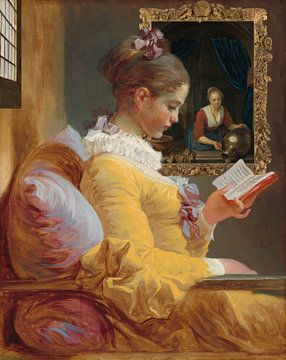 Reading girl, Jean-Honoré Fragonard - Gerard Dou by Digital Art Studio