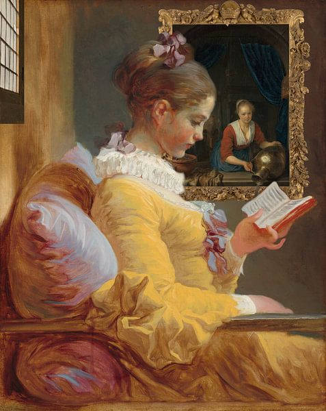 Lesendes Mädchen, Jean-Honoré Fragonard - Gerard Dou von Digital Art Studio