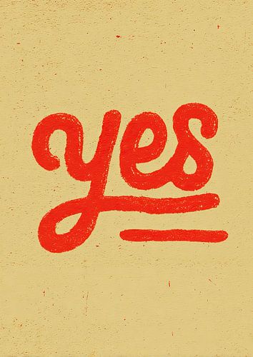Minimalist typography: red Yes on beige