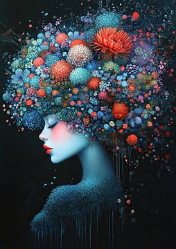 Vrouw en Bloemen van Kunst Kriebels