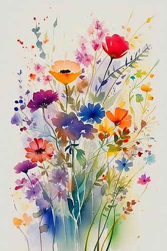 Flower Explosion in Watercolour