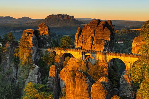 Sunrise at the Bastei Bridge, Elbe Sandstone Mountains