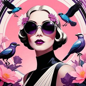 Lady Liliana mit Blumen und Vögel