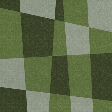 Moderne abstracte geometrische vormen en lijnen in retrostijl. Groene kleuren. van Dina Dankers