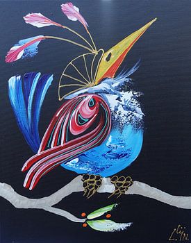 Oiseau regardant vers la droite Acrylique