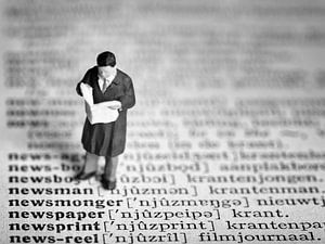 Man with newspaper #4 (black and white)