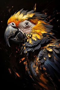 Papagei in gold und schwarz