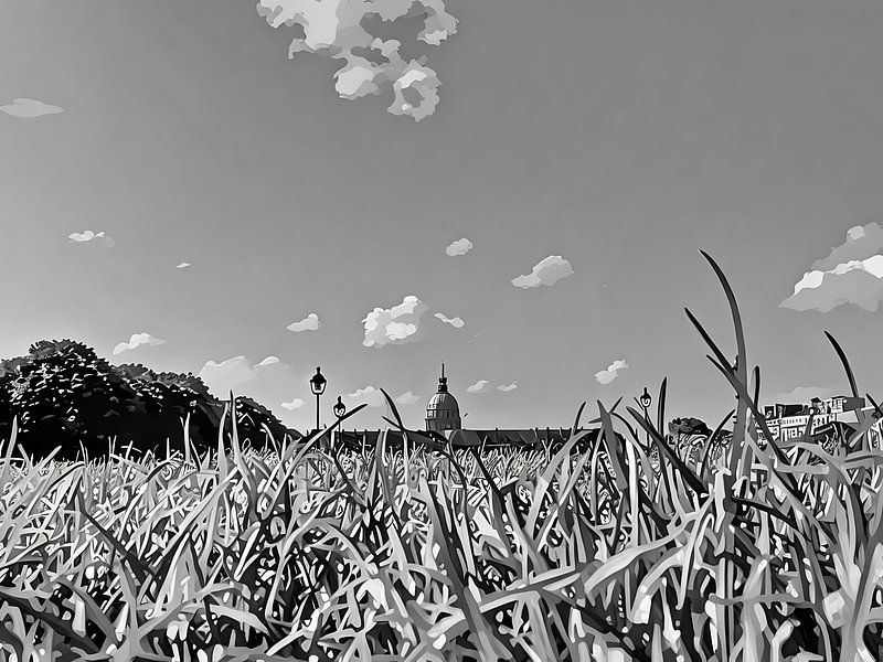 Grassland View with Distant Dome Les Invalides by Sergio Pazzano