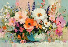 Floral bouquet in a blue vase by Niklas Maximilian
