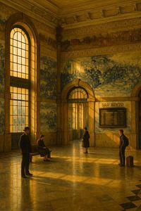 Hal met tegels in Porto: Drama in het interieur van station Azulejo