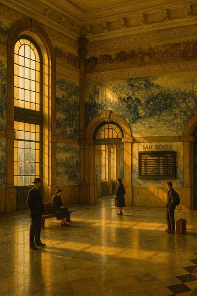 Porto Tile Hallway: Interior Drama at the Azulejo Station by Travel Shop