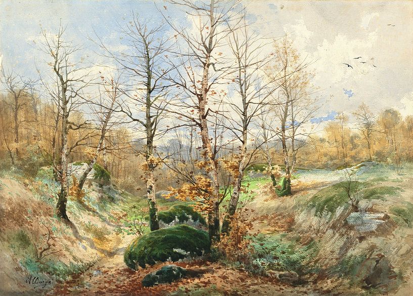 Auguste Allonge,Herfstlandschap in het bos van Fontainebleau van finemasterpiece