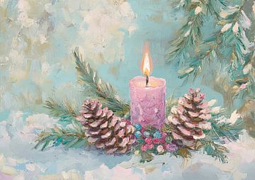 Bunte Weihnachtskerze