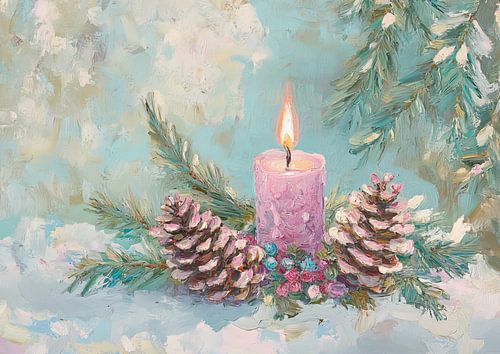 Bunte Weihnachtskerze