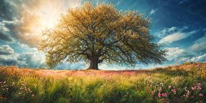 Majestätische Eiche unter den Wolken - Natur Kunstwerk