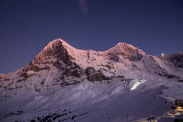 Kleine Scheidegg with the Eiger and Mönch after sunset in winter by Martin Steiner