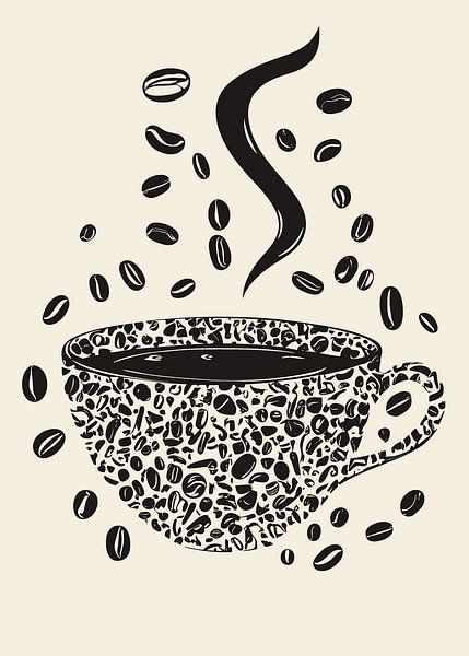Tasse à café en grains avec vapeur aromatique par Pixelbull Design