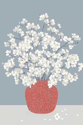 Witte stilte, rode vaas