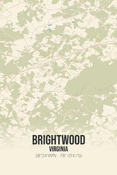 Carte ancienne de Brightwood (Virginie), USA. sur Rezona