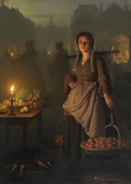 Market By Candlelight, Petrus van Schendel by Masterful Masters