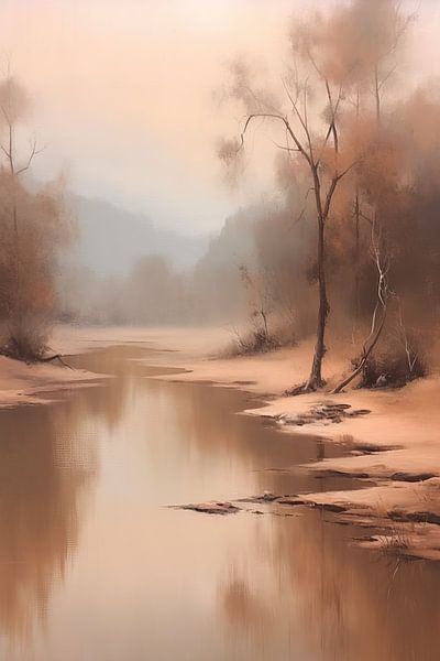 Beige Malerei Friedliche Serenade | Natürliche Ruhe von Blickfänger Gemälde