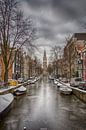 Groenburgwal met de Zuiderkerk in Amsterdam in de winter. van Don Fonzarelli thumbnail