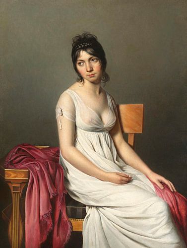 Portret van een jonge vrouw in het wit, Jacques-Louis David